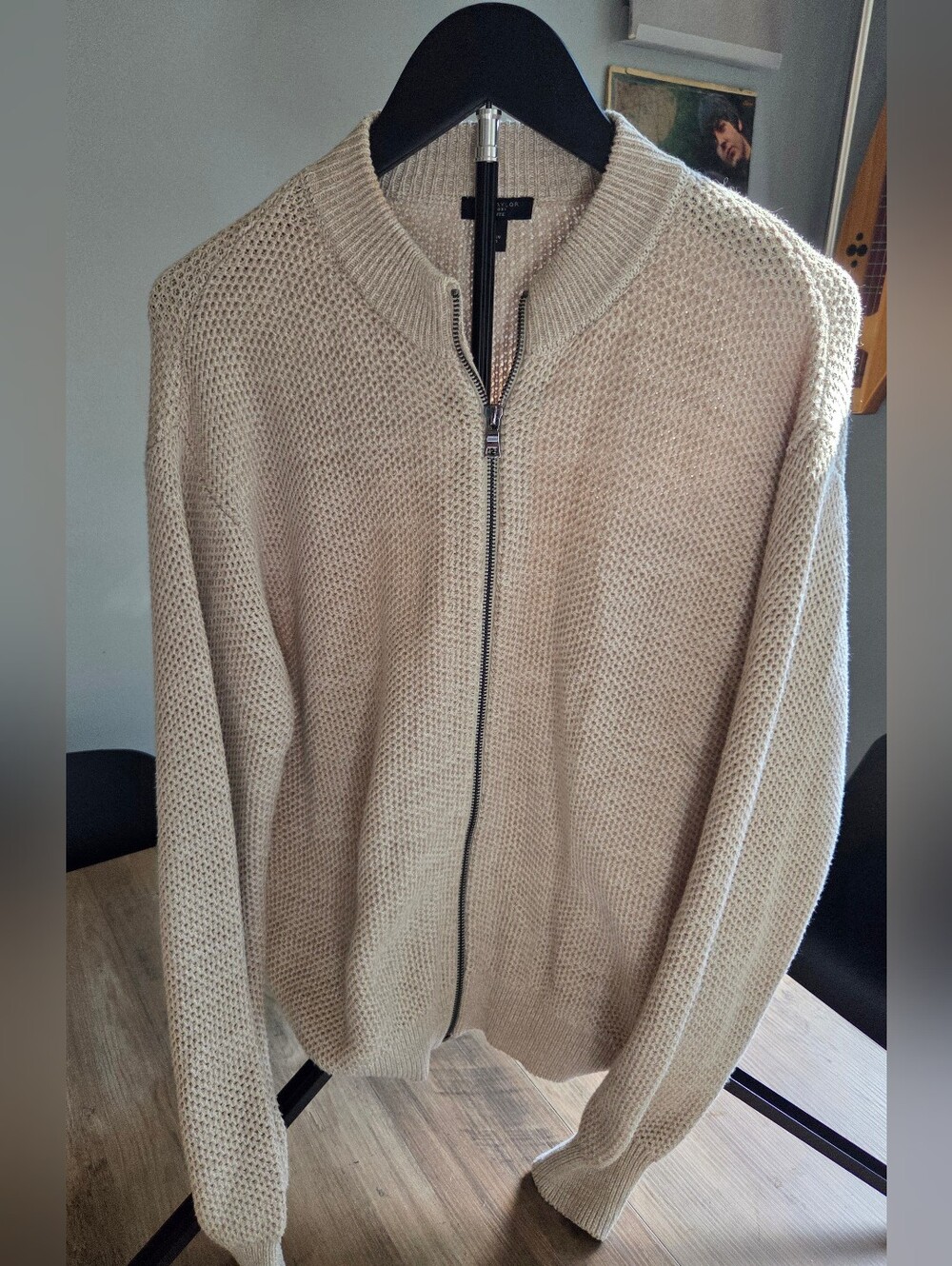 Ann Taylor Women's Zip-Front Cardigan Sweater in Beige